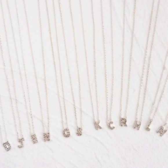 mini Initial crystal pendant necklace Clavicle Necklace - Picture 1 of 17